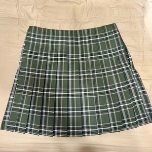 No Boundaries Green Plaid A-Line Skirt